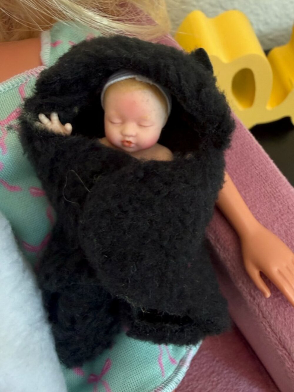 Bear Swaddle Blanket for Doll Babies 3 inches - Plush Design